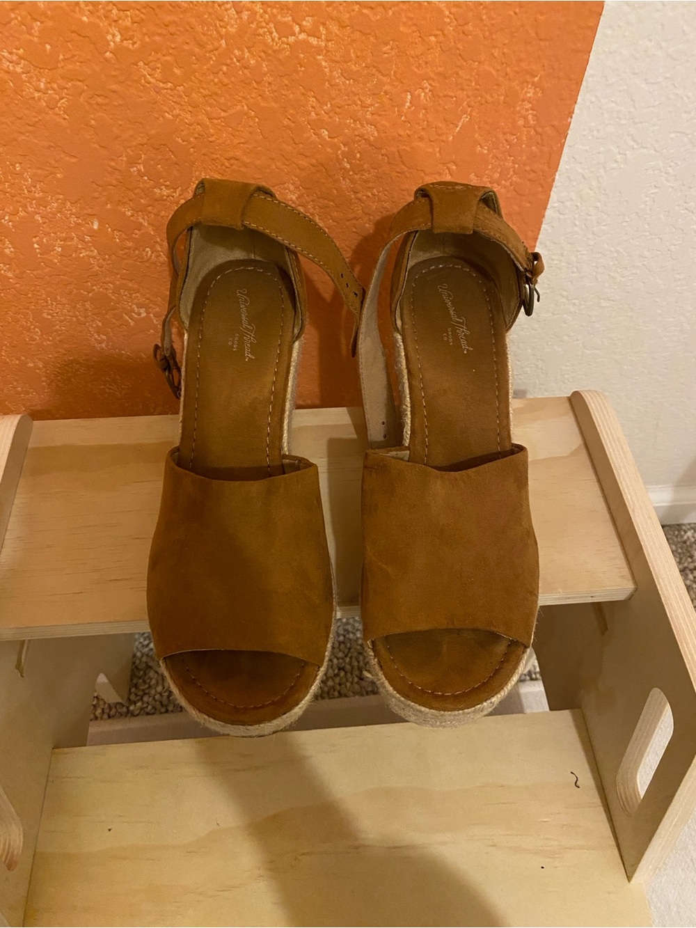 Universal Thread Tan Suede Espadrille Wedge Sandals
